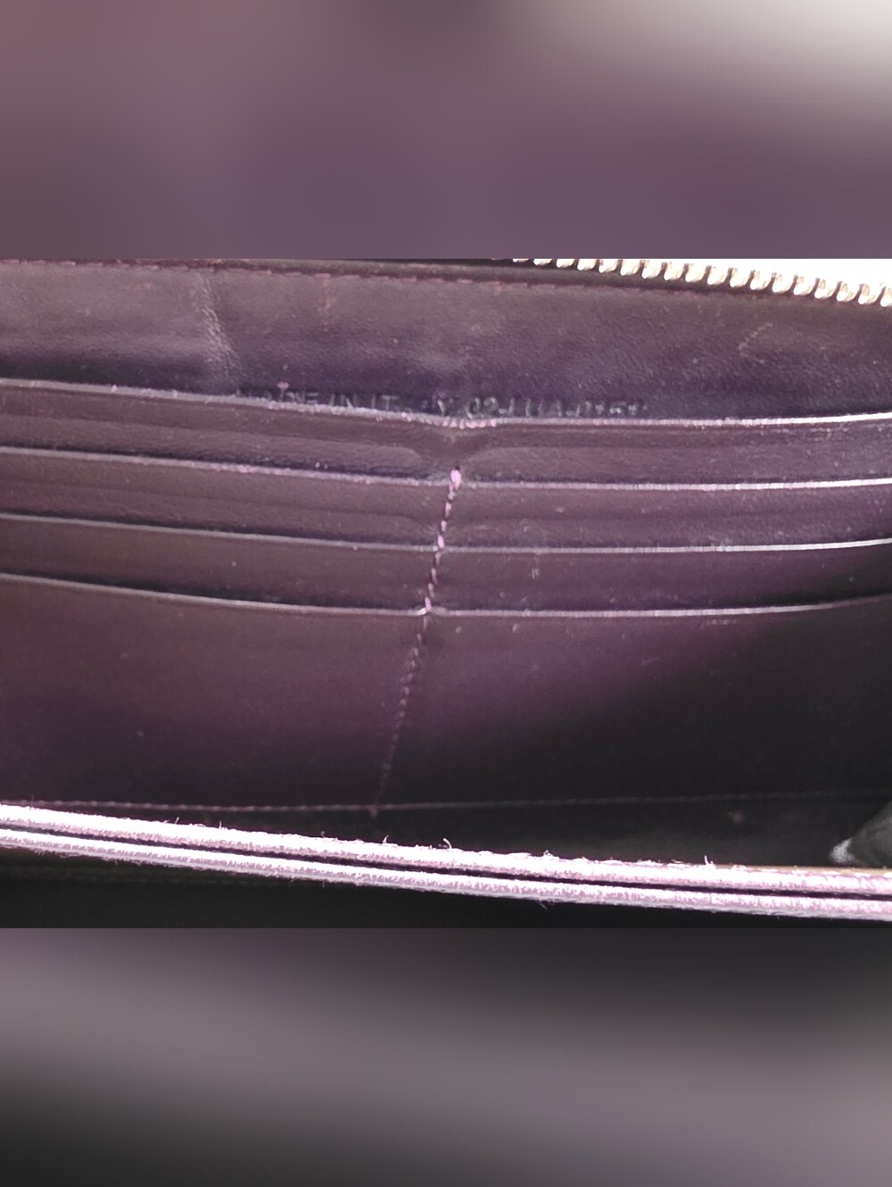 Christian Dior Cannage Patent Leather Zip Around Wallet Burgundy | COA - Picture 7 of 10